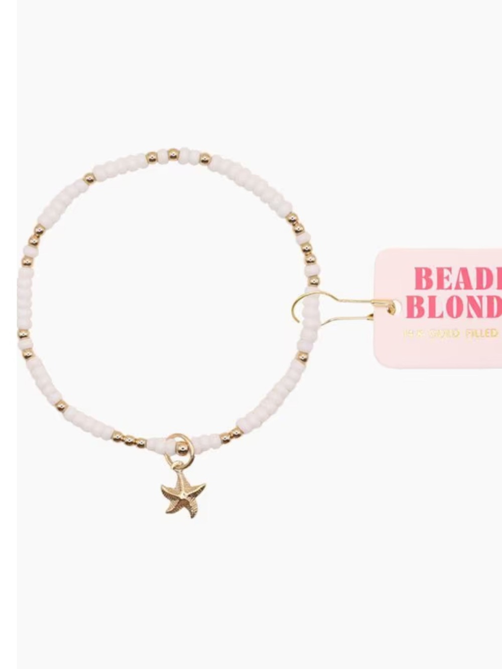 Starfish Charm White Sprinkle Bracelet in Gold
Beaded Blondes